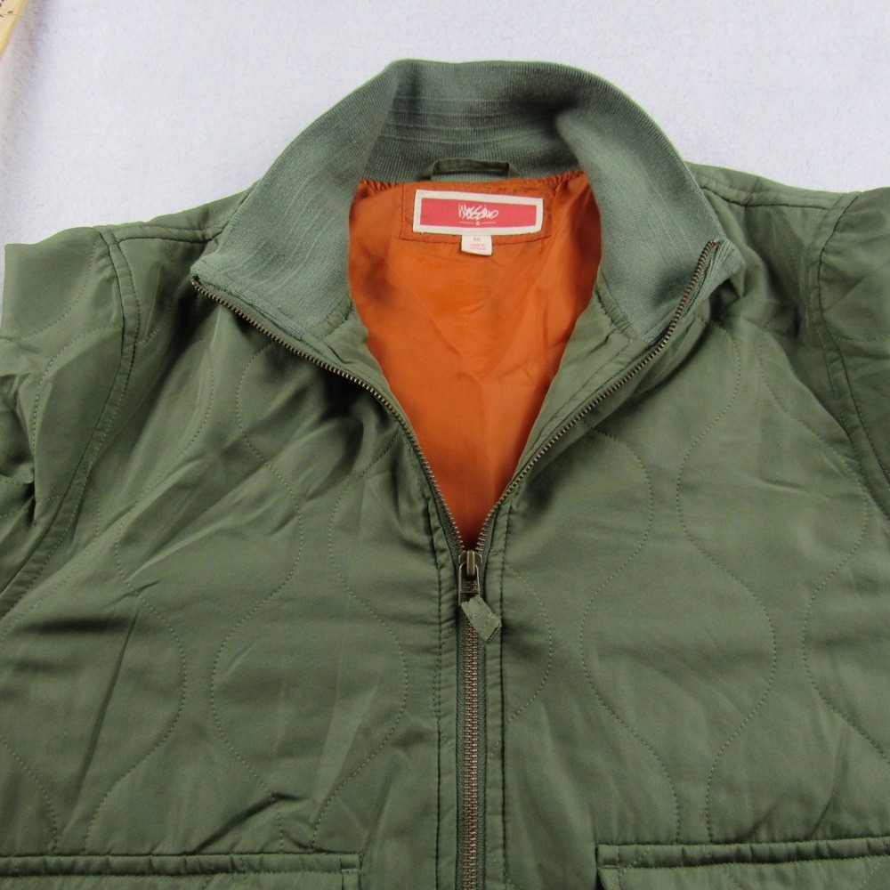 Mossimo Bomber Jacket Mens Size M Olive Green Quilted Full Zip Utility